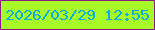 文字の大きさ：5、枠の色：8a1e82、背景の色：a8fa26、文字の色：09aee0 無料ブログパーツのブログ時計