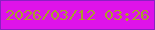 文字の大きさ：5、枠の色：8a1fc3、背景の色：de13e9、文字の色：a99e2d 無料ブログパーツのブログ時計