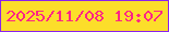 文字の大きさ：4、枠の色：8a22ee、背景の色：fcde2a、文字の色：fd2585 無料ブログパーツのブログ時計