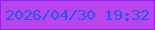 文字の大きさ：2、枠の色：8a22fe、背景の色：ba45eb、文字の色：195bf3 無料ブログパーツのブログ時計