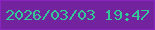 文字の大きさ：2、枠の色：8a24c0、背景の色：73239d、文字の色：34c899 無料ブログパーツのブログ時計
