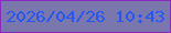 文字の大きさ：2、枠の色：8a29c1、背景の色：7977ab、文字の色：2456f7 無料ブログパーツのブログ時計