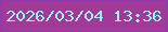 文字の大きさ：1、枠の色：8a3bb2、背景の色：a23996、文字の色：93f6fc 無料ブログパーツのブログ時計
