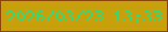 文字の大きさ：4、枠の色：8a4507、背景の色：c7a00c、文字の色：32da7a 無料ブログパーツのブログ時計