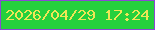 文字の大きさ：4、枠の色：8a48d4、背景の色：25d03d、文字の色：efe656 無料ブログパーツのブログ時計