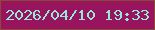 文字の大きさ：2、枠の色：8a4b32、背景の色：98145f、文字の色：96e7d7 無料ブログパーツのブログ時計