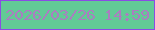 文字の大きさ：3、枠の色：8a4ce4、背景の色：62ca96、文字の色：ab7dc1 無料ブログパーツのブログ時計