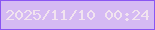 文字の大きさ：4、枠の色：8a56f2、背景の色：d5baf3、文字の色：f1e3ef 無料ブログパーツのブログ時計