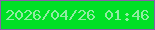 文字の大きさ：4、枠の色：8a5eab、背景の色：00e026、文字の色：90eca2 無料ブログパーツのブログ時計