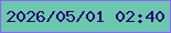 文字の大きさ：1、枠の色：8a63fd、背景の色：6cc8ad、文字の色：260174 無料ブログパーツのブログ時計