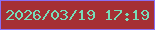 文字の大きさ：1、枠の色：8a6ef2、背景の色：a52f34、文字の色：77ddb9 無料ブログパーツのブログ時計