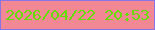 文字の大きさ：5、枠の色：8a72e7、背景の色：f38895、文字の色：65dd05 無料ブログパーツのブログ時計