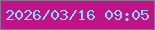 文字の大きさ：1、枠の色：8a738f、背景の色：c01289、文字の色：85dbfb 無料ブログパーツのブログ時計