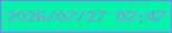 文字の大きさ：2、枠の色：8a7af4、背景の色：05f2aa、文字の色：8d93df 無料ブログパーツのブログ時計