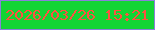 文字の大きさ：1、枠の色：8a80da、背景の色：13d534、文字の色：fe5240 無料ブログパーツのブログ時計