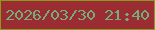 文字の大きさ：5、枠の色：8a9b1b、背景の色：9a2c32、文字の色：75ad78 無料ブログパーツのブログ時計