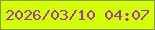 文字の大きさ：1、枠の色：8a9c41、背景の色：d3ff08、文字の色：9a4395 無料ブログパーツのブログ時計