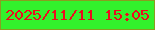 文字の大きさ：3、枠の色：8a9d20、背景の色：33f12c、文字の色：ed0c1e 無料ブログパーツのブログ時計