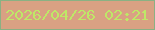 文字の大きさ：2、枠の色：8ab183、背景の色：d9a183、文字の色：bee867 無料ブログパーツのブログ時計