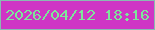文字の大きさ：1、枠の色：8abab2、背景の色：cf35c5、文字の色：7de69a 無料ブログパーツのブログ時計
