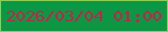 文字の大きさ：4、枠の色：8ace56、背景の色：0c9744、文字の色：c32349 無料ブログパーツのブログ時計