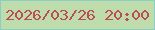 文字の大きさ：2、枠の色：8acec7、背景の色：bfddaa、文字の色：bc4d57 無料ブログパーツのブログ時計