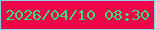 文字の大きさ：2、枠の色：8acfe8、背景の色：f00348、文字の色：3ade7b 無料ブログパーツのブログ時計