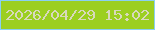 文字の大きさ：3、枠の色：8ad0f3、背景の色：9ccf21、文字の色：d8d9bd 無料ブログパーツのブログ時計