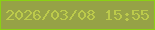 文字の大きさ：3、枠の色：8ad113、背景の色：96a246、文字の色：bcca4b 無料ブログパーツのブログ時計