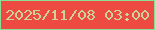 文字の大きさ：2、枠の色：8ade96、背景の色：ed4b42、文字の色：cdd49a 無料ブログパーツのブログ時計
