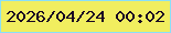 文字の大きさ：4、枠の色：8adff7、背景の色：f1ee5f、文字の色：180523 無料ブログパーツのブログ時計