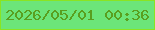 文字の大きさ：3、枠の色：8ae422、背景の色：6ce579、文字の色：599f1f 無料ブログパーツのブログ時計