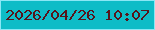文字の大きさ：4、枠の色：8ae7f5、背景の色：0ebcc7、文字の色：56141b 無料ブログパーツのブログ時計