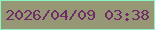 文字の大きさ：3、枠の色：8af5c3、背景の色：969775、文字の色：712c67 無料ブログパーツのブログ時計
