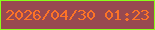 文字の大きさ：4、枠の色：8afe1a、背景の色：984950、文字の色：fd7327 無料ブログパーツのブログ時計