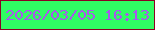 文字の大きさ：5、枠の色：8b0023、背景の色：30fd63、文字の色：a957ed 無料ブログパーツのブログ時計
