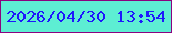 文字の大きさ：1、枠の色：8b027f、背景の色：5deed3、文字の色：1e18fc 無料ブログパーツのブログ時計