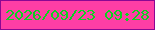 文字の大きさ：1、枠の色：8b0793、背景の色：fe3ea5、文字の色：0dd121 無料ブログパーツのブログ時計