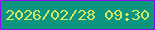 文字の大きさ：1、枠の色：8b0fed、背景の色：0d9580、文字の色：d7e962 無料ブログパーツのブログ時計