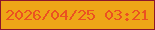 文字の大きさ：3、枠の色：8b162c、背景の色：eea617、文字の色：eb5221 無料ブログパーツのブログ時計