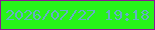 文字の大きさ：3、枠の色：8b1893、背景の色：27f419、文字の色：63afc5 無料ブログパーツのブログ時計