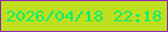 文字の大きさ：5、枠の色：8b29b5、背景の色：bedf1e、文字の色：06ed6f 無料ブログパーツのブログ時計