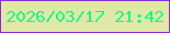 文字の大きさ：5、枠の色：8b2dd6、背景の色：e0e8a6、文字の色：0cfb8d 無料ブログパーツのブログ時計