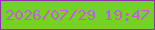 文字の大きさ：2、枠の色：8b33a8、背景の色：75d224、文字の色：c15fdb 無料ブログパーツのブログ時計
