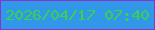 文字の大きさ：4、枠の色：8b34c9、背景の色：3198e9、文字の色：38d24f 無料ブログパーツのブログ時計