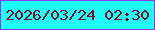 文字の大きさ：3、枠の色：8b34fa、背景の色：1cfffa、文字の色：7d0e1c 無料ブログパーツのブログ時計