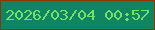 文字の大きさ：4、枠の色：8b3602、背景の色：0f8660、文字の色：73e16f 無料ブログパーツのブログ時計