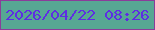 文字の大きさ：2、枠の色：8b3c9a、背景の色：57a793、文字の色：5e2de3 無料ブログパーツのブログ時計