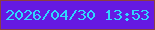文字の大きさ：2、枠の色：8b3f43、背景の色：6519e3、文字の色：2fd7fe 無料ブログパーツのブログ時計