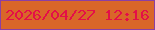 文字の大きさ：5、枠の色：8b3fa3、背景の色：d96629、文字の色：e40f48 無料ブログパーツのブログ時計